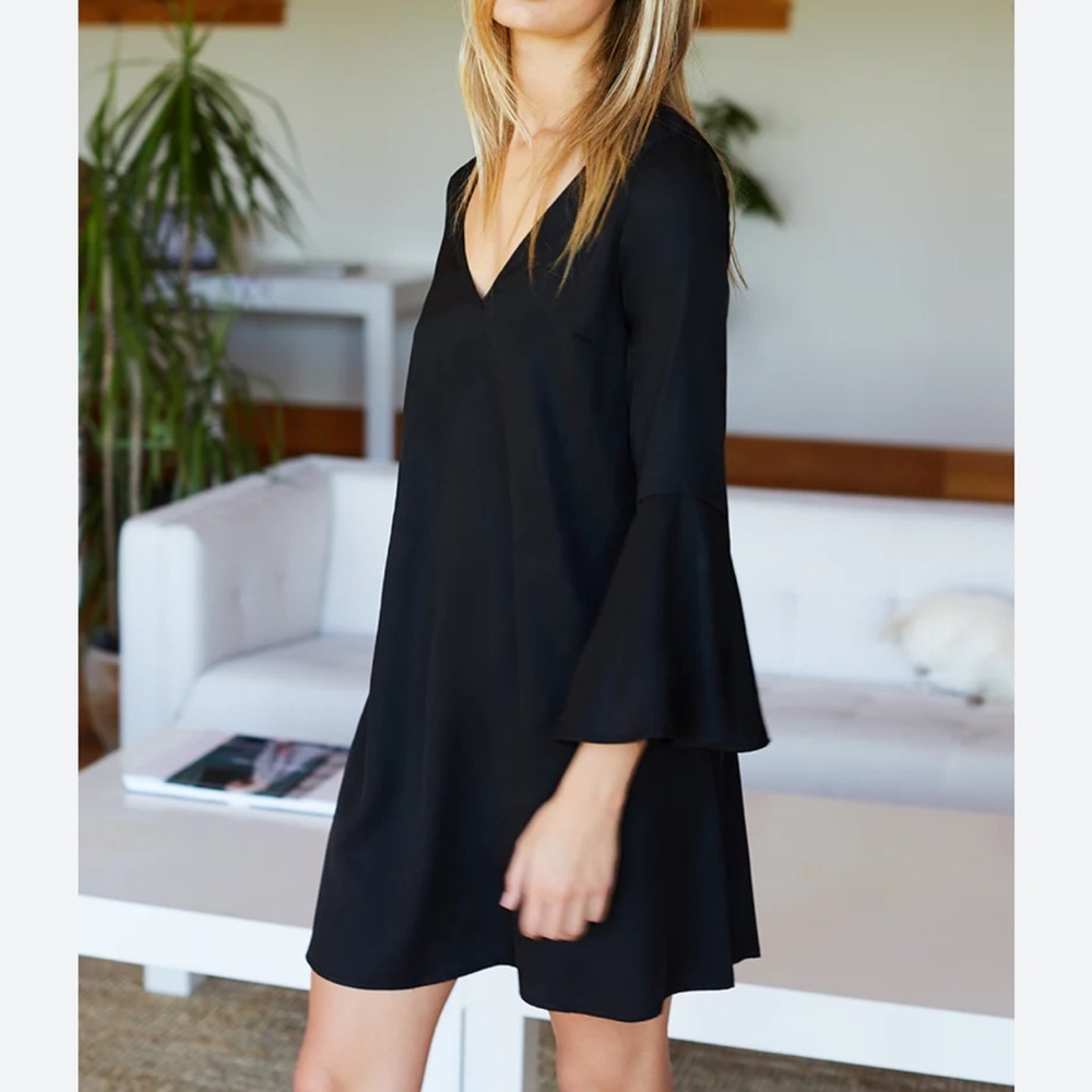 Emerson Fry Black V-Neck Bell Sleeve Dress